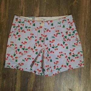 crown & ivy Cherry Print Striped Women's Shorts